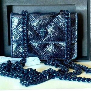 Kurt Geiger Mini Navy Metallic Bag